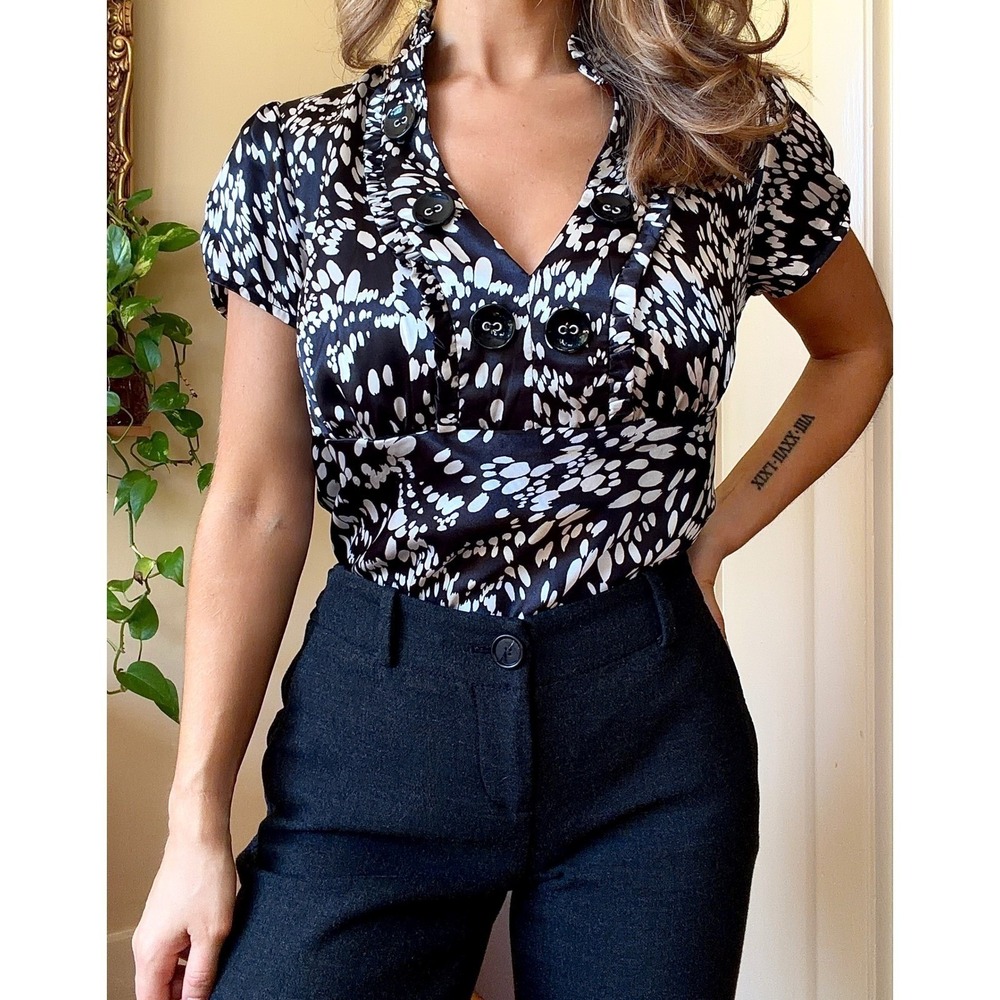Y2Y patterned V Neck babydoll blouse